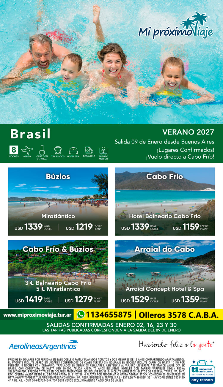 BRASIL 2027 EN VUELO DIRECTO A CABO FRIO DE AEROLINEAS ARGENTINAS
